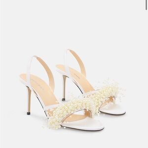 MACH & MACH Elegant White Pearl Embellished Heels BRAND NEW WITH BOX